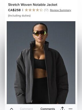 ALO Yoga Black Stretch Woven Notable Jacket